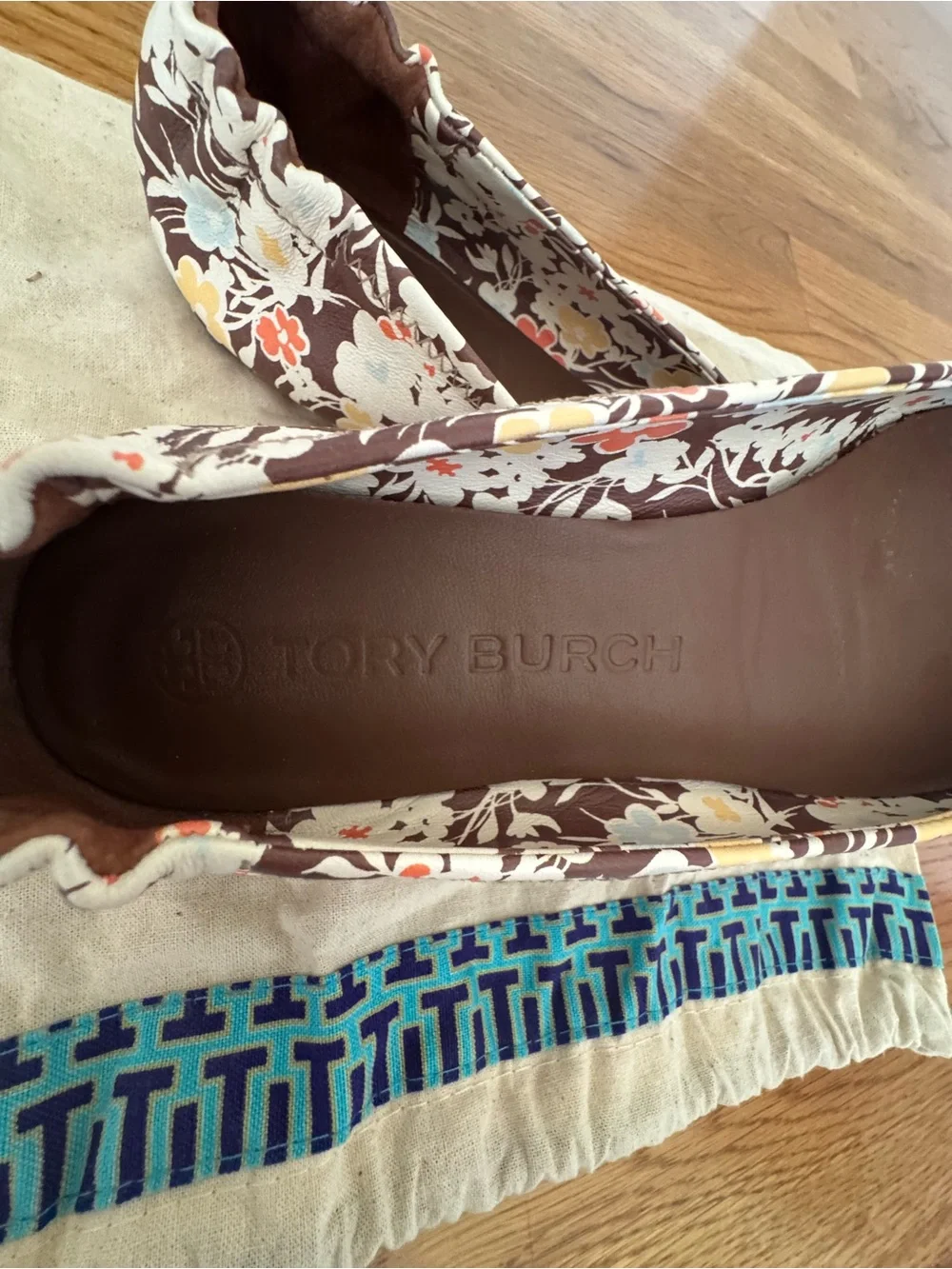 Tory Burch Floral Ballet Flat in Brown Multi